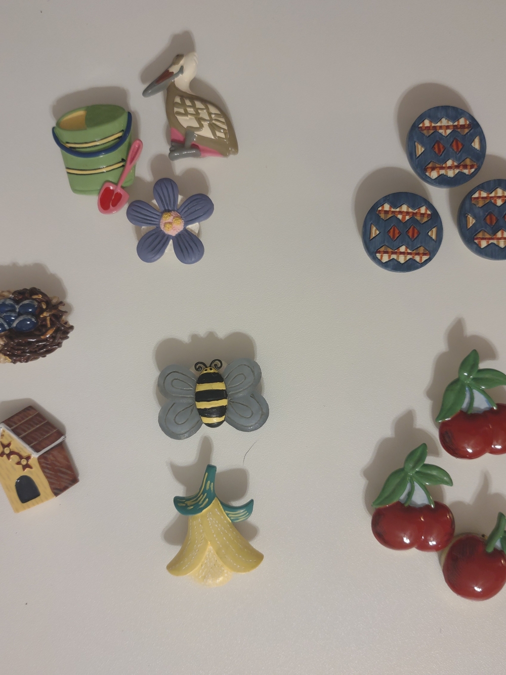 Vintage Quacker Factory Button Cover Set - Multicolor Bee, Flower, Fruit Designs